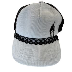 Corduroy Trucker Hat Gray Black Baseball Cap Gorpcore Mesh Back Lace Forest